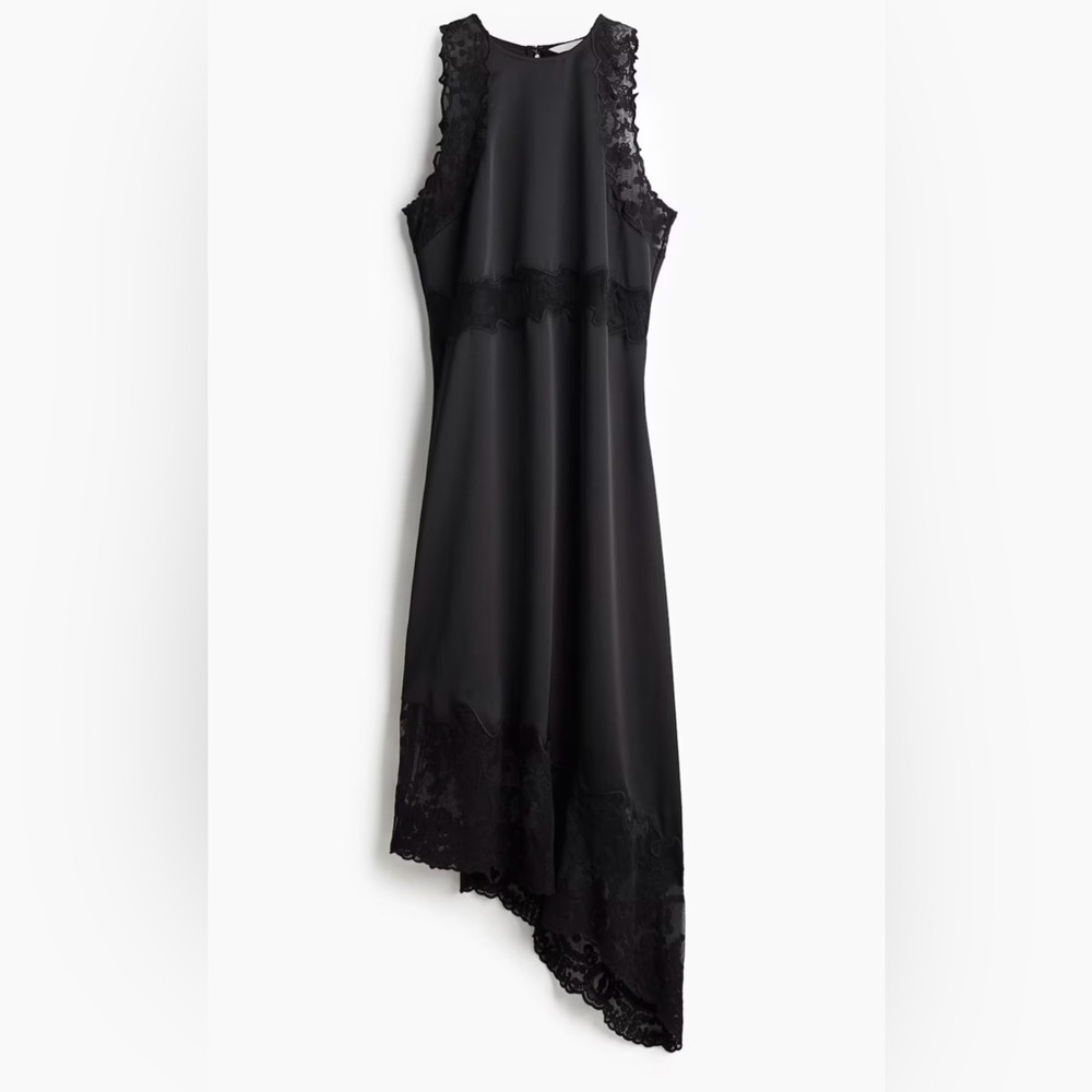 H&M Lace-Inset Dress Black, Size Medium (Never Worn)